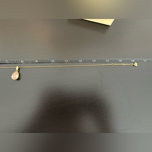 Swarovski Gold Necklace with Teardrop Rose Pendant - Picture 3 of 5